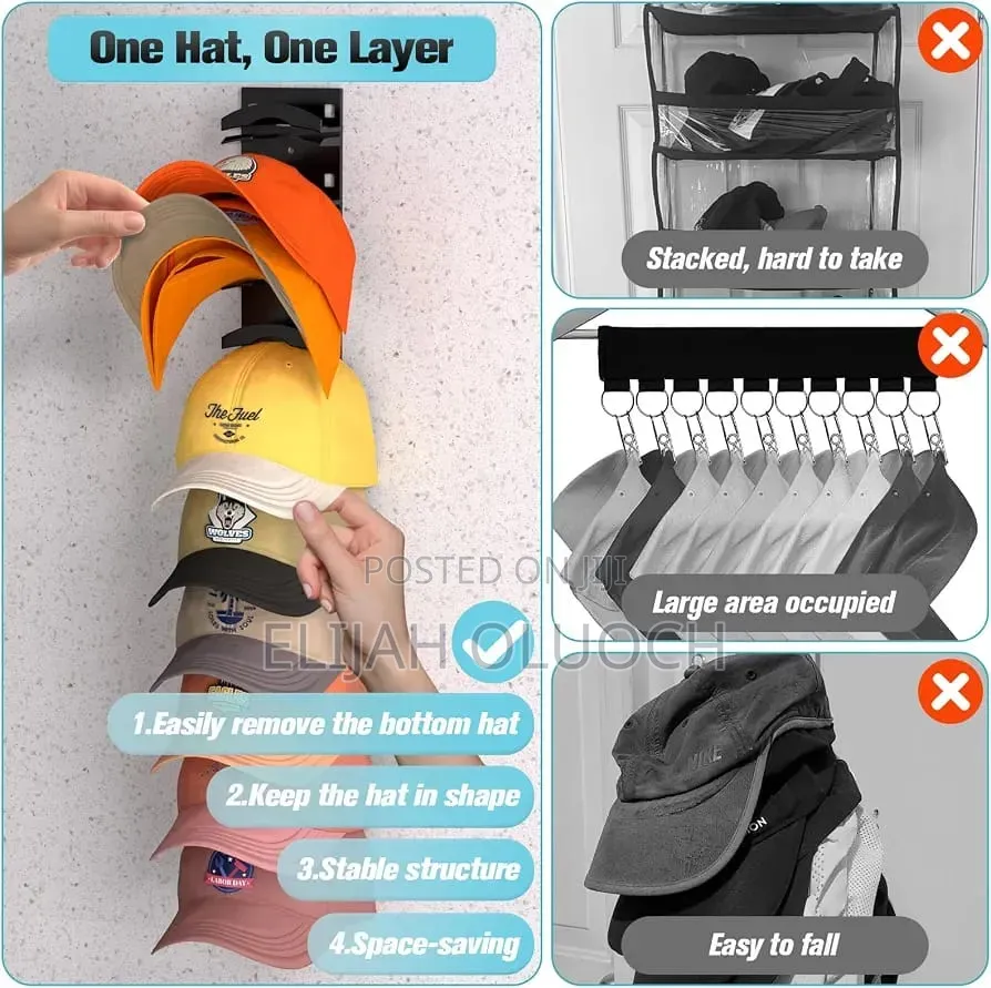 Wall-Mounted Cap Organizer Rack