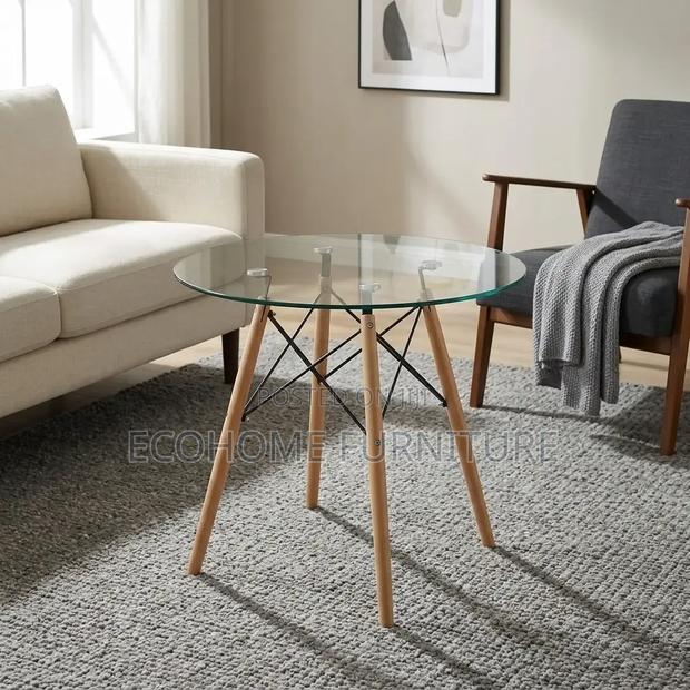 Round Glass Table Modern Dining Table - thumbnail 2