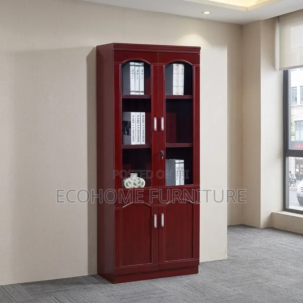 Office Bookcase Wooden Glass Door Filing Storage Cabinet