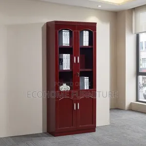 Office Bookcase Wooden Glass Door Filing Storage Cabinet