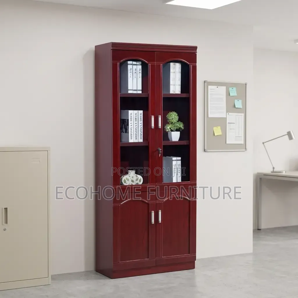 Office Bookcase Wooden Glass Door Filing Storage Cabinet