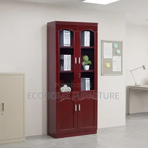 Office Bookcase Wooden Glass Door Filing Storage Cabinet