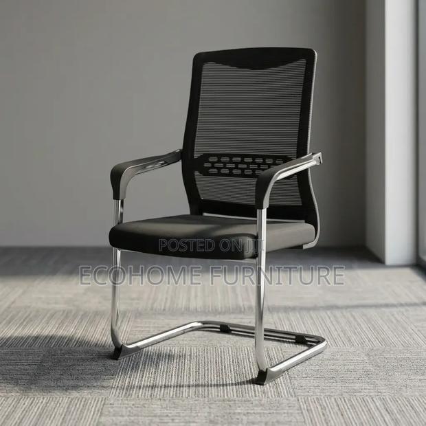Visitor Chair – Black Mesh Reception Office Chair - thumbnail 2