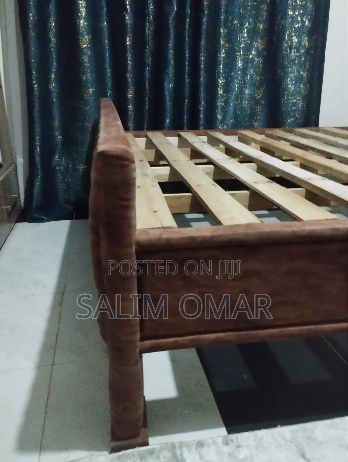 Gently Used 4.5x6 Coffee Brown Chester Bed Frame (Chuka)