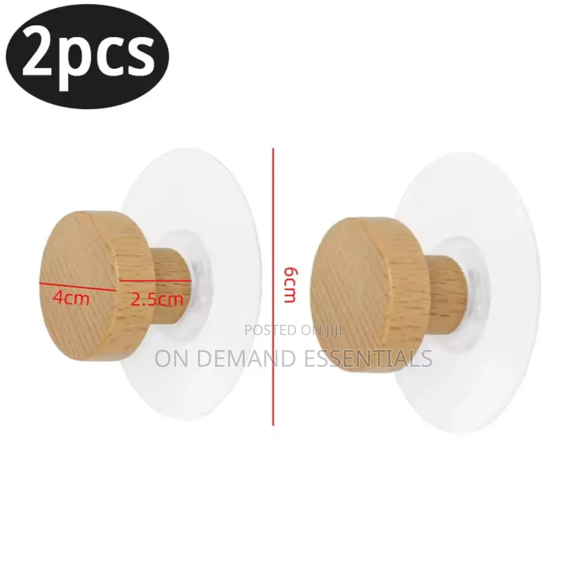 2Pcs Self-Adhesive Wooden Wall Hooks