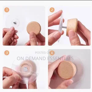2Pcs Self-Adhesive Wooden Wall Hooks