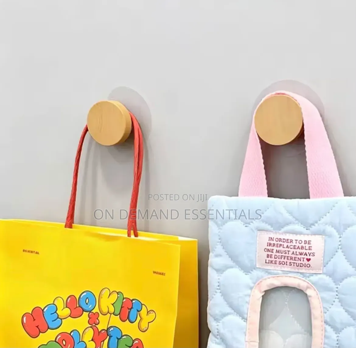2Pcs Self-Adhesive Wooden Wall Hooks