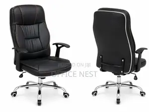 Black Leather High Back Ergonomic Swivel Chair