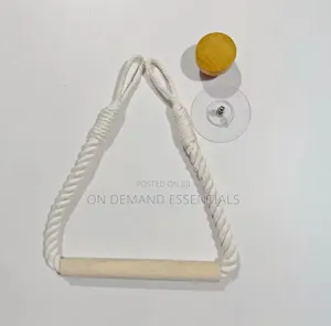 White Cotton Rope Wooden Rod Paper Holder