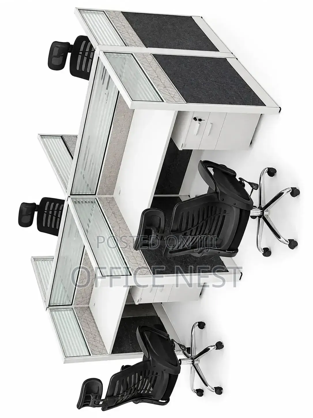 Modern 4- Way Workstation Desk With Privacy Partitions