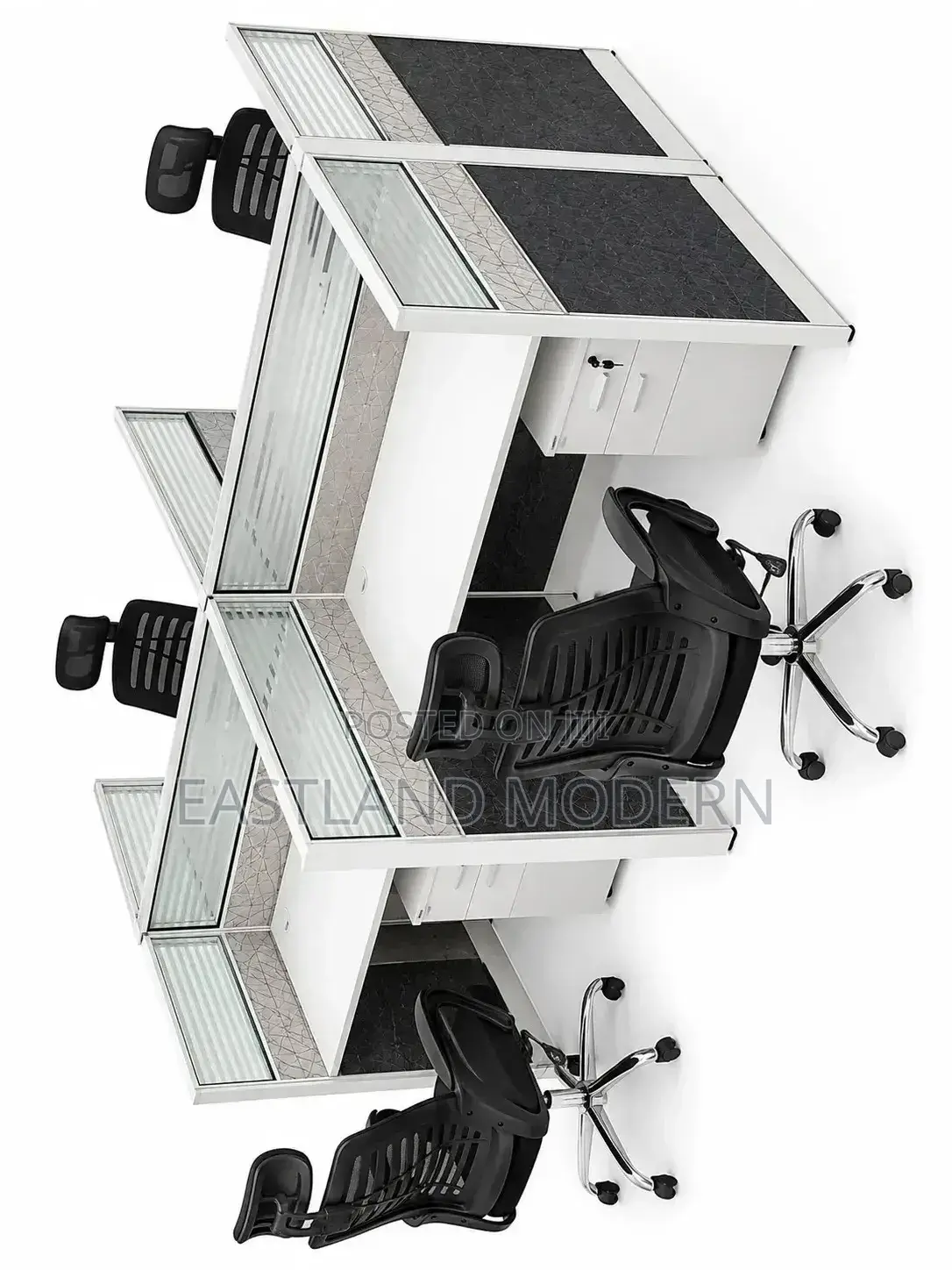 Modern 4- Way Workstation Desk With Privacy Partitions