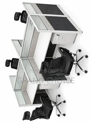 Modern 4- Way Workstation Desk With Privacy Partitions