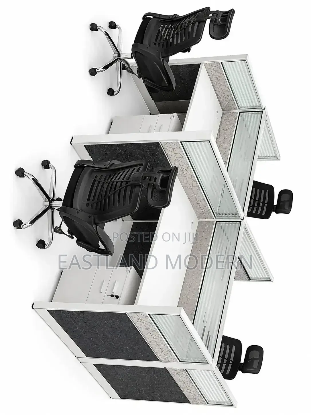 Modern 4- Way Workstation Desk With Privacy Partitions