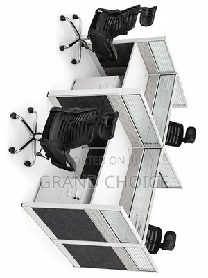 Modern 4- Way Workstation Desk With Privacy Partitions