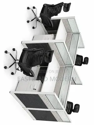 Modern 4- Way Workstation Desk With Privacy Partitions