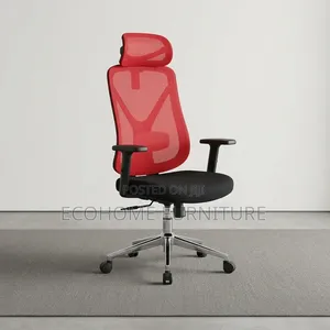 Office Chair – Red Ergonomic Mesh Executive Chair With Headrest