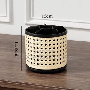 Retro Rattan Rotating Storage Organizer
