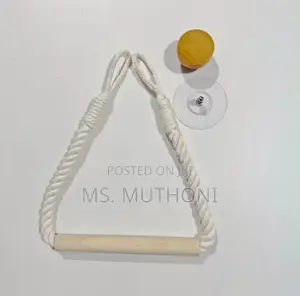 White Cotton Rope Wooden Rod Paper Holder