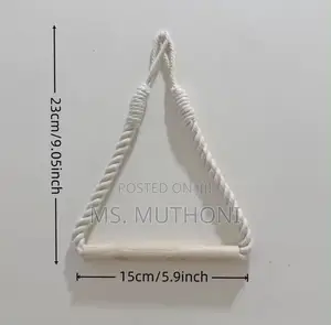White Cotton Rope Wooden Rod Paper Holder