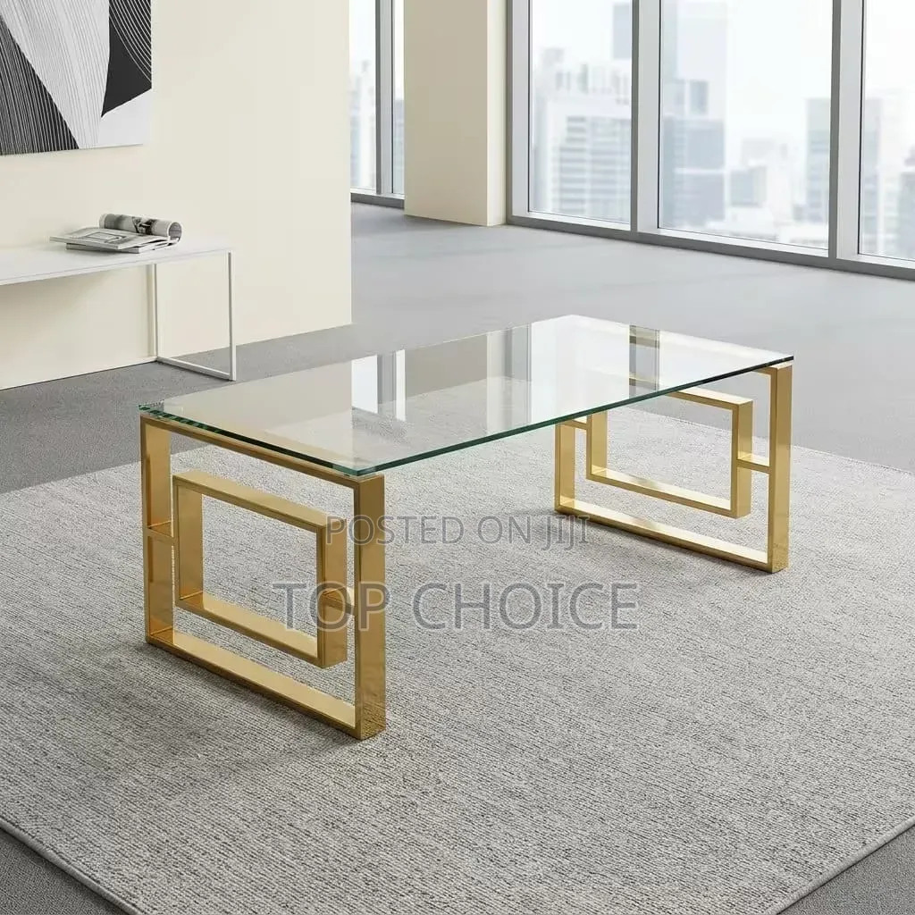 Glass Coffee Table With Gold Framework