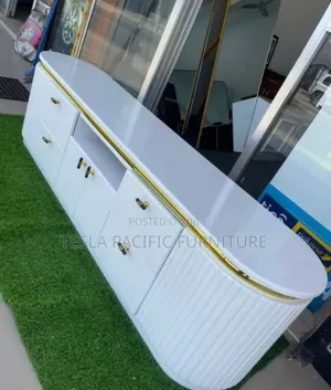 Luxury Modern Fluted Sideboard Cabinet With Marbletop and Gold Finish