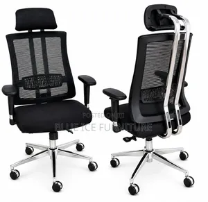 Black Ergonomic Mesh Office Chair With Adjustable Headrest Armrests