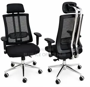 Black Ergonomic Mesh Office Chair With Adjustable Headrest Armrests