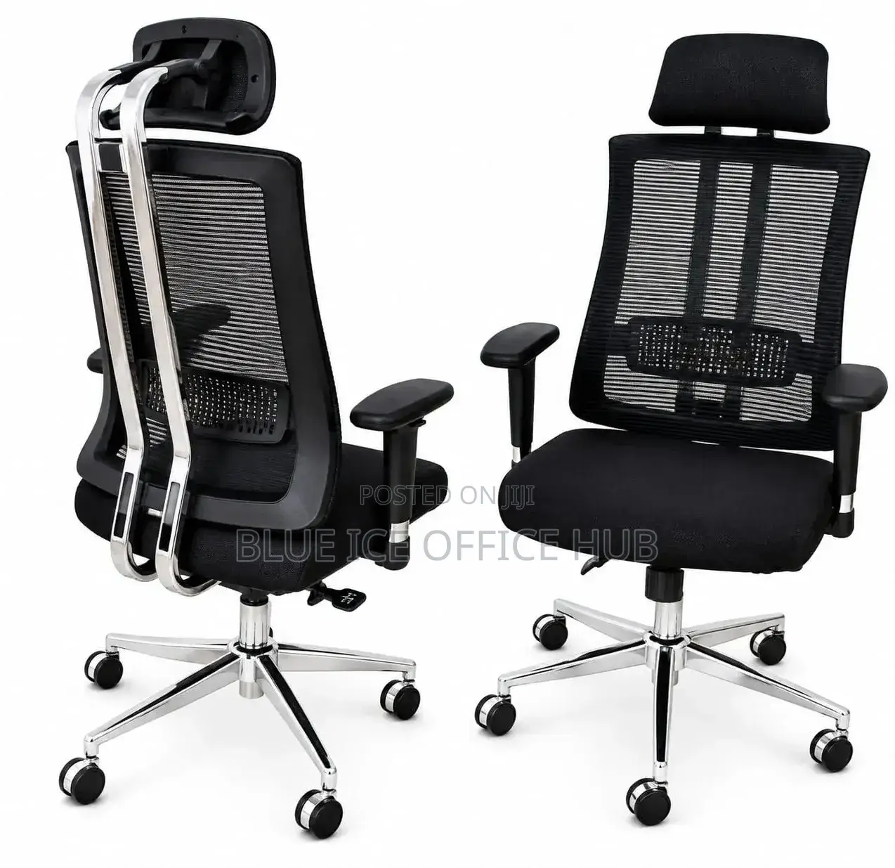 Black Ergonomic Mesh Office Chair With Adjustable Headrest Armrests
