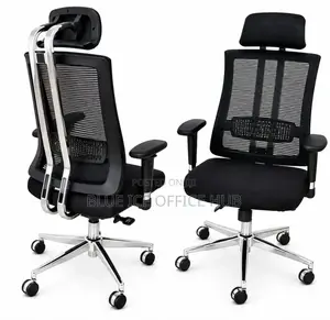 Black Ergonomic Mesh Office Chair With Adjustable Headrest Armrests
