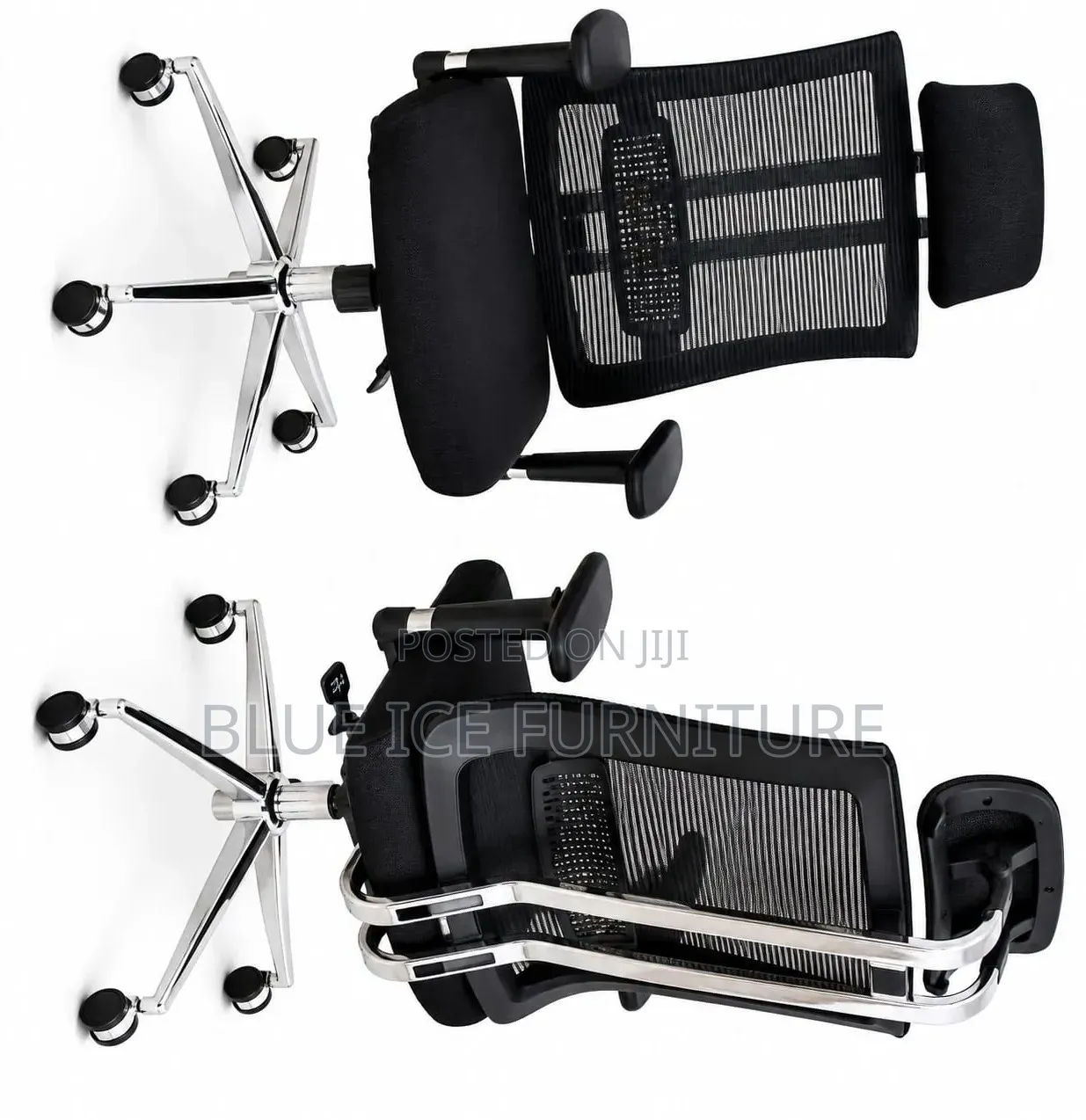 Black Ergonomic Mesh Office Chair With Adjustable Headrest Armrests