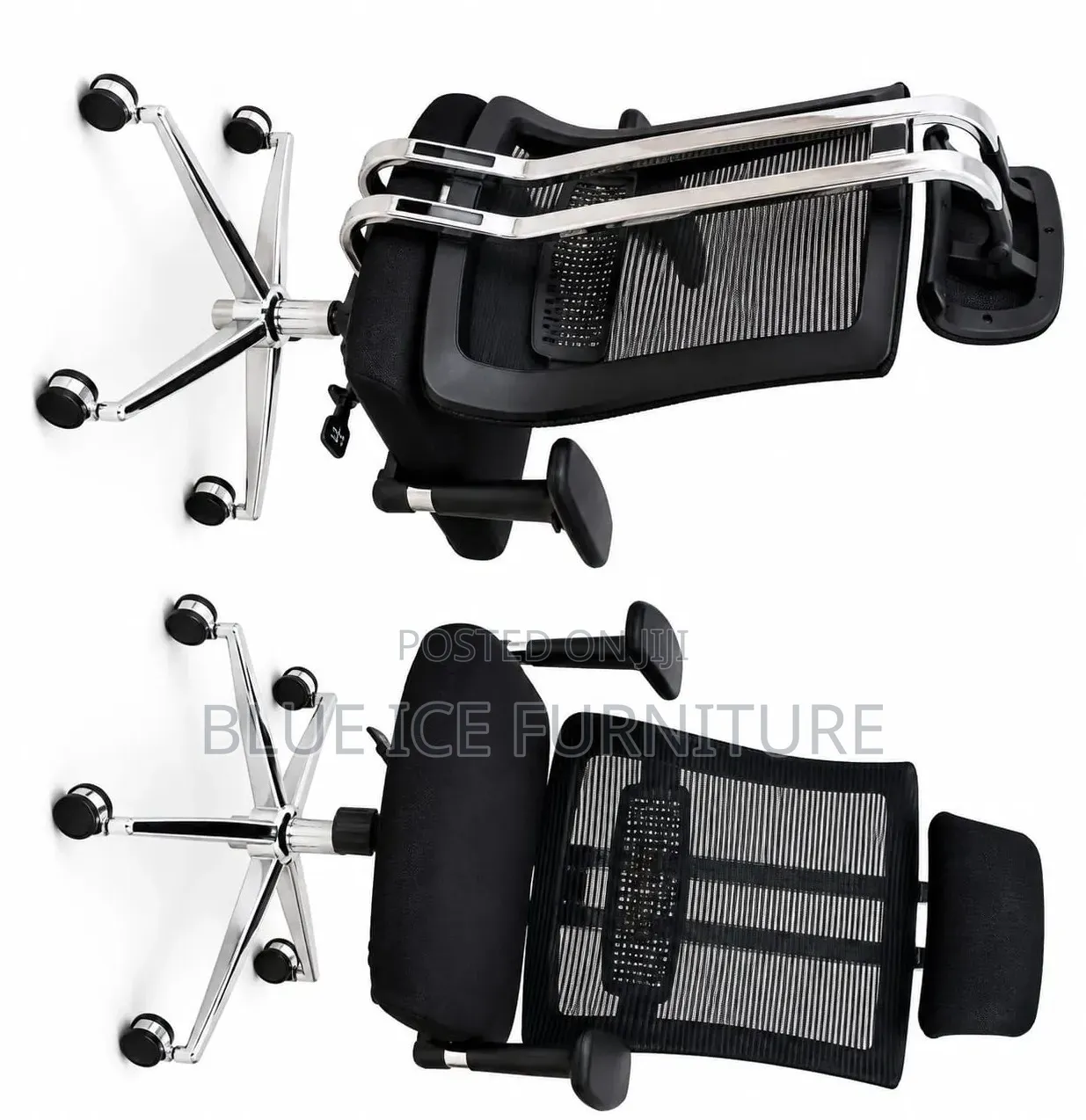 Black Ergonomic Mesh Office Chair With Adjustable Headrest Armrests