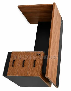 Modern Office Desk With 3 Drawers Lockable Storage – Walnut Black