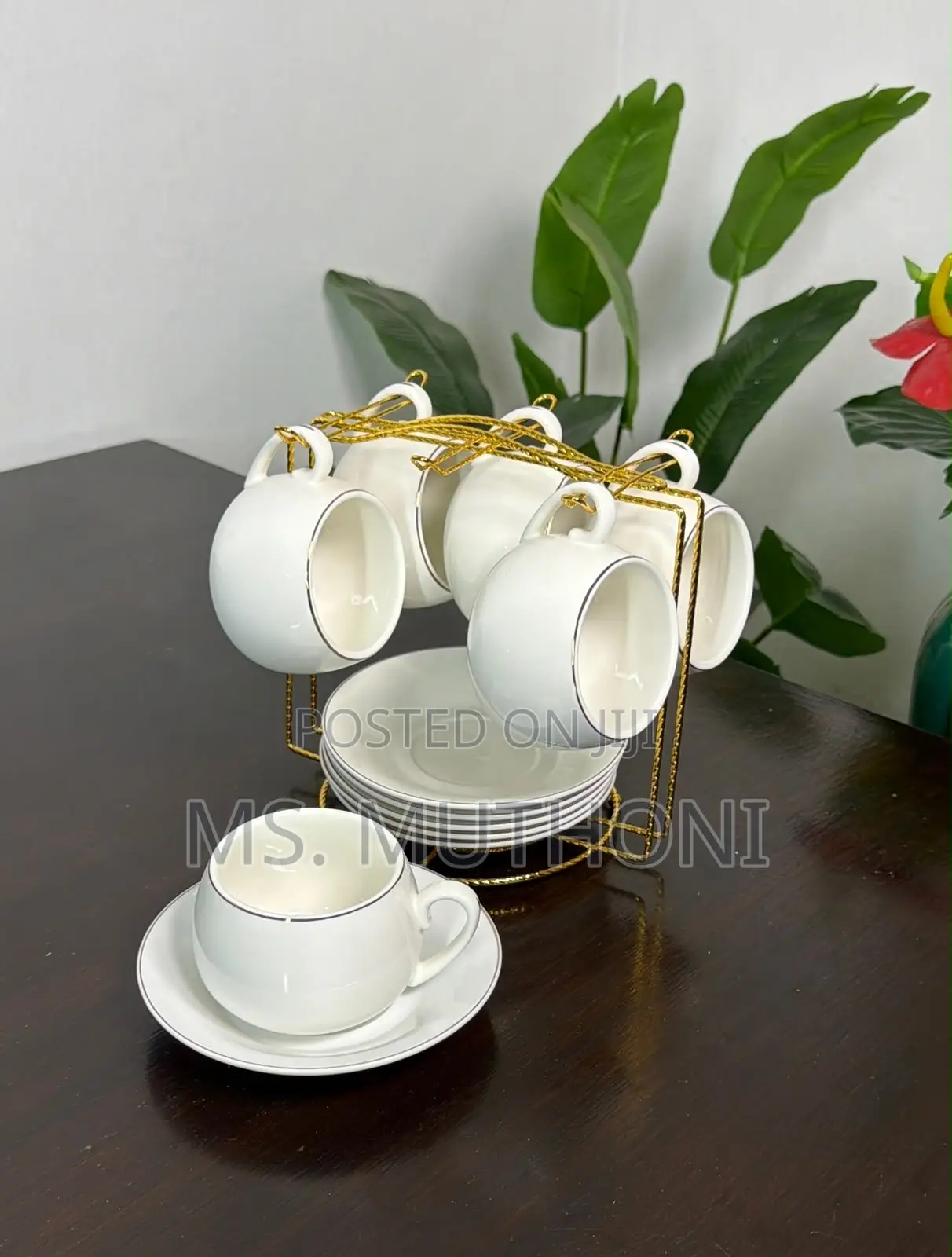 Set of 12 (6 Cups 6 Saucers )+ Stand Fine Bone China Tea Set