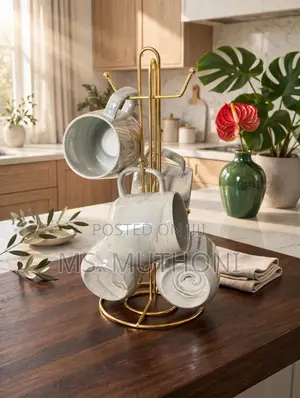 6 PCS Chic Swirl Design Cups + Cup Stand