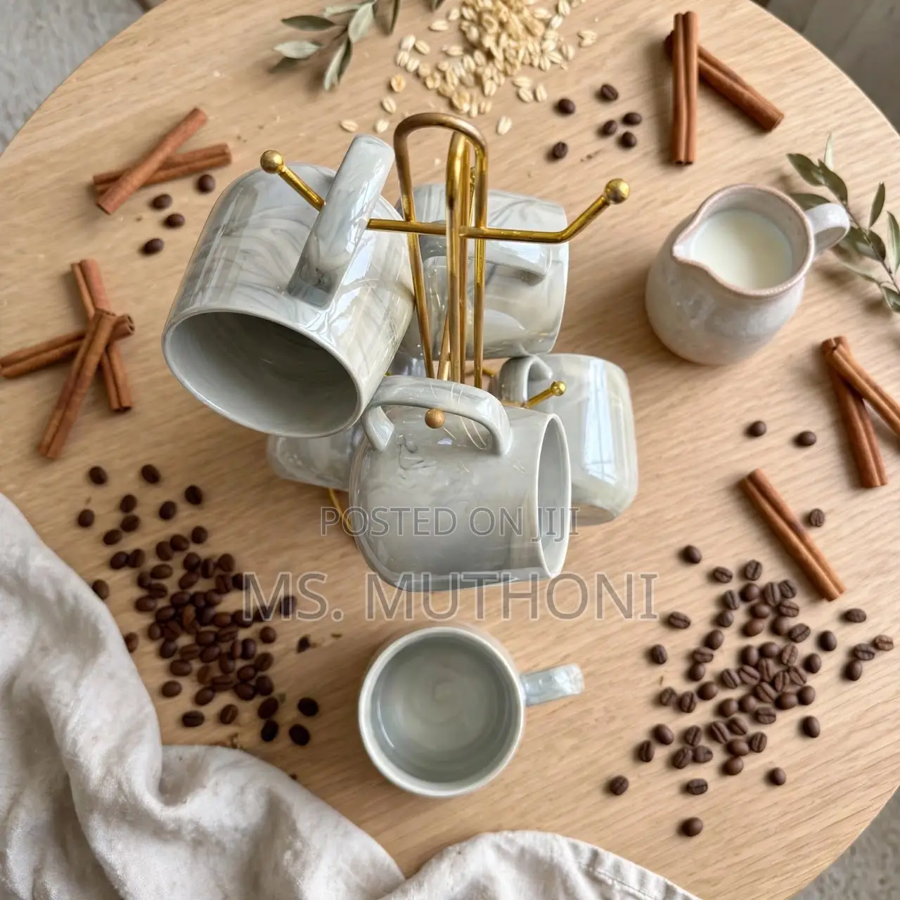 6 PCS Chic Swirl Design Cups + Cup Stand