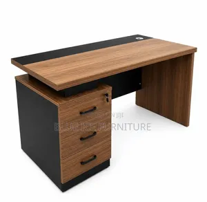 Modern Executive Office Desk With 3 Drawers – Walnut Black