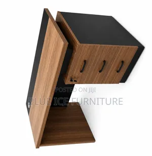 Modern Executive Office Desk With 3 Drawers – Walnut Black