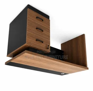 Modern Executive Office Desk With 3 Drawers – Walnut Black