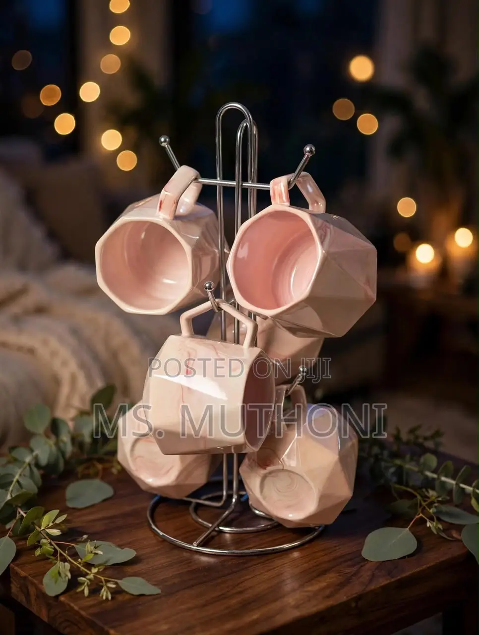 6 PCS Pearl Marble Octagon Mugs