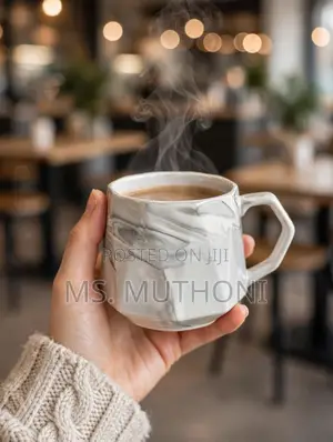 6 PCS Pot-Shaped, Faceted Ceramic Mugs