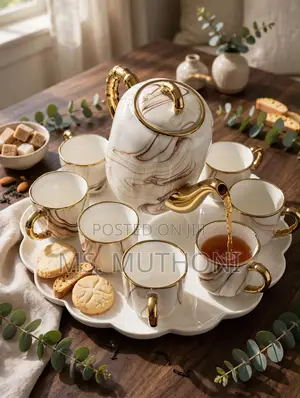 Brown Marble Luxury Tea Set