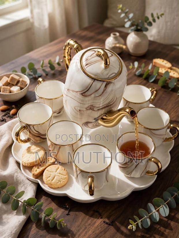 Brown Marble Luxury Tea Set