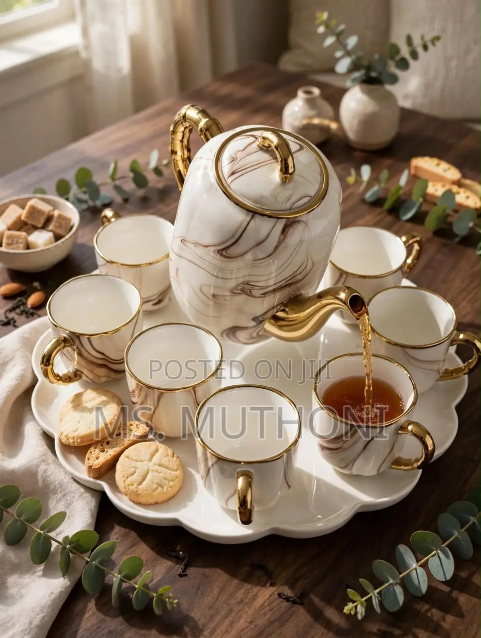 Brown Marble Luxury Tea Set