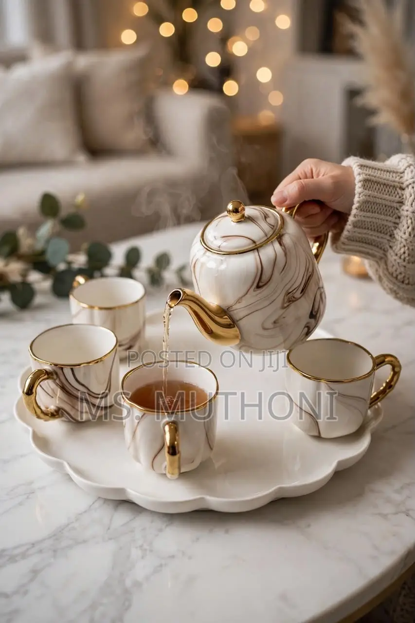 Brown Marble Luxury Tea Set
