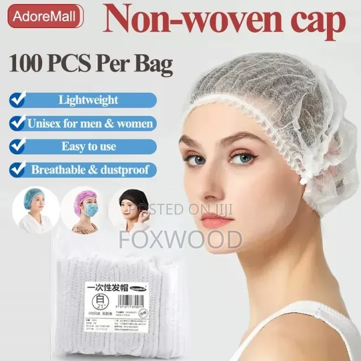 100 Disposable Non-Woven Bouffant Caps