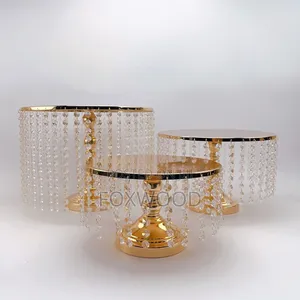 3Pcs Beaded Iron Top Cake Stand