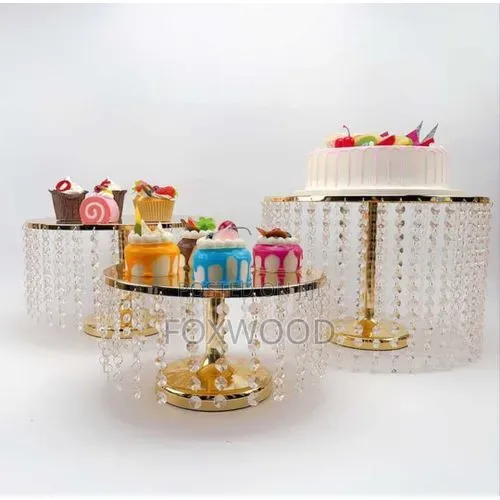3Pcs Beaded Iron Top Cake Stand