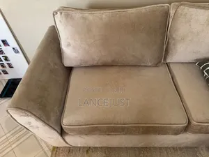 Stylish 3-Seater Velvet Sofa in Beige / Warm Neutral