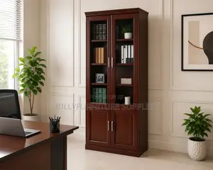 2 Lockable Filing Bookshelf Cabinet