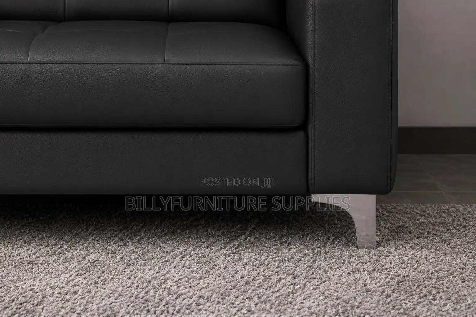 3 Black Executive Office Leather Sofa
